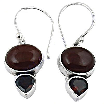 925 silver garnet drop earrings for women | daily wear