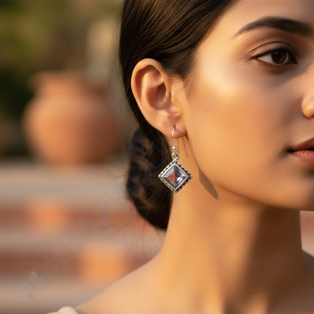 925 Silver Amethyst Drop Earrings | Women's Jewelry Gift