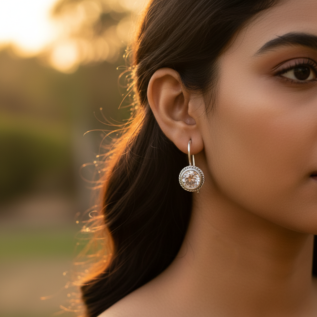 925 Silver White Topaz Drop Earrings for Women | Gift Jewelry