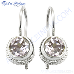 将图像加载到图库查看器中， 925 sterling silver drop earrings featuring white topaz gemstones, elegant design for women
