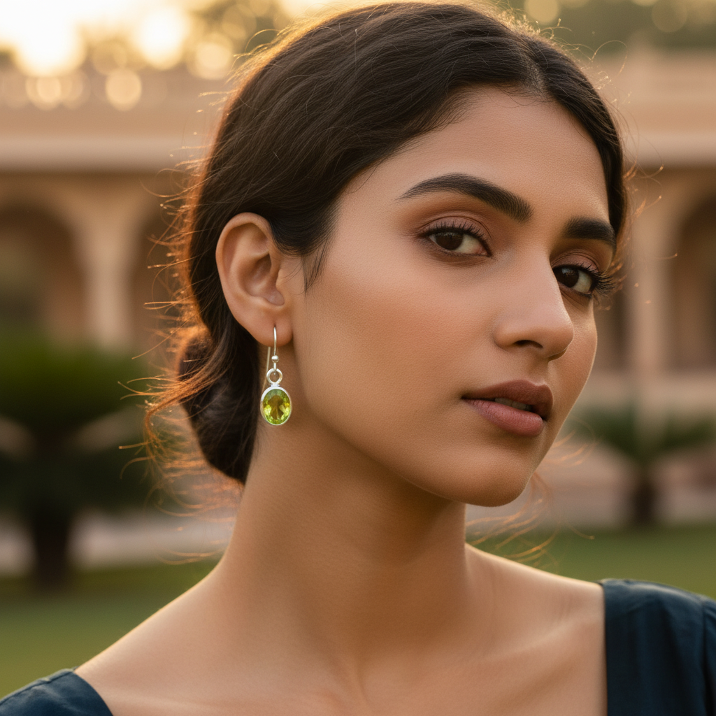 925 silver peridot drop earrings for women | dangle earrings