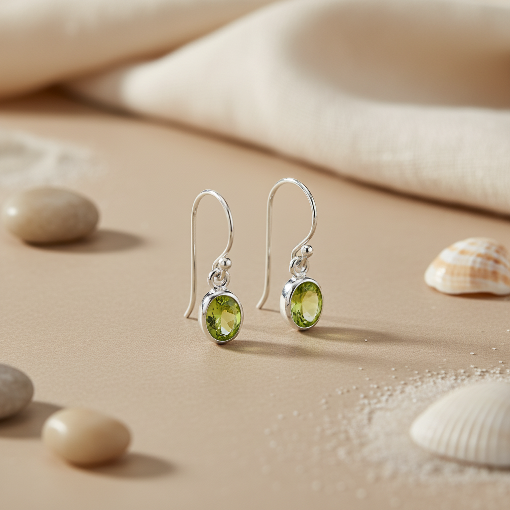 925 Silver Peridot Drop Earrings for Women | Dangle Earrings