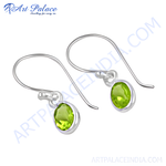Load image into Gallery viewer, 925 sterling silver peridot drop earrings with vibrant green gemstones
