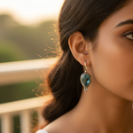 将图像加载到图库查看器中， 925银蓝色托帕石水滴形耳环（女士款）
