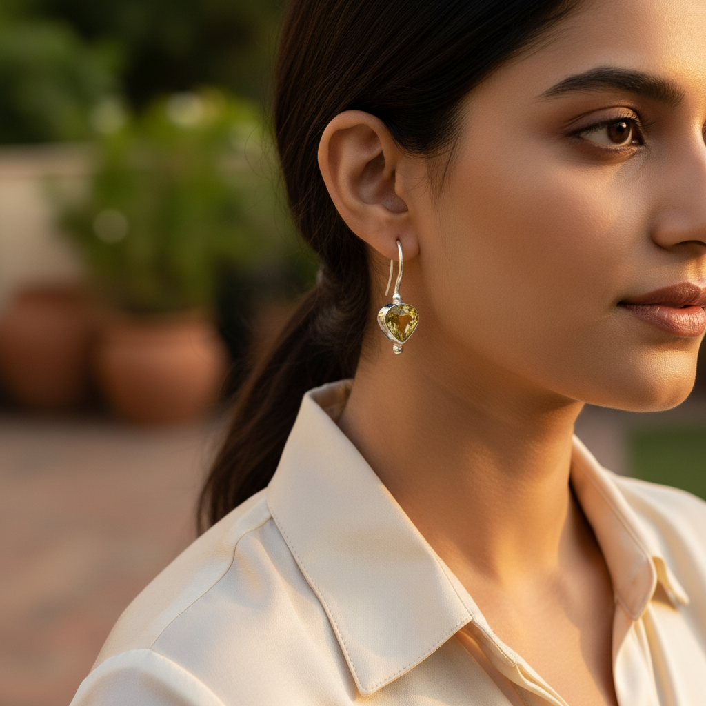 925 Silver Citrine Teardrop Earrings for Women | Dangle Earrings