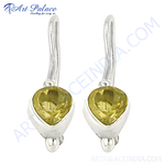 将图像加载到图库查看器中， 925 sterling silver dangle earrings featuring teardrop citrine gemstones in yellow color
