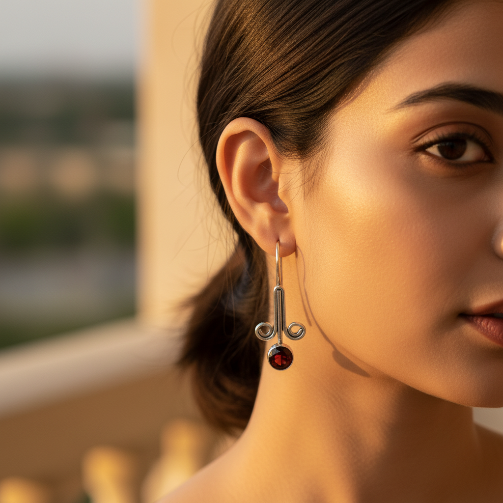 925 Silver Garnet Earrings for Women | Dangle Jewelry Gift