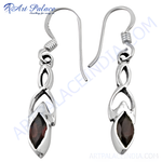Load image into Gallery viewer, 925 sterling silver drop earrings with garnet gemstones and hook closure, ideal for women's daily wear.
