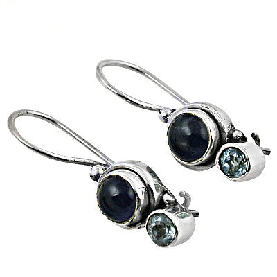 925 Silver Blue Topaz Earrings | Dangle Earrings | For Women