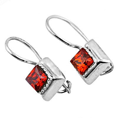 Silver Red Gemstone Earrings for Women | Daily Wear Jewelry