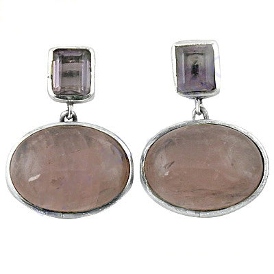 925 Silver Rose Quartz Earrings for Women | Gemstone Jewelry