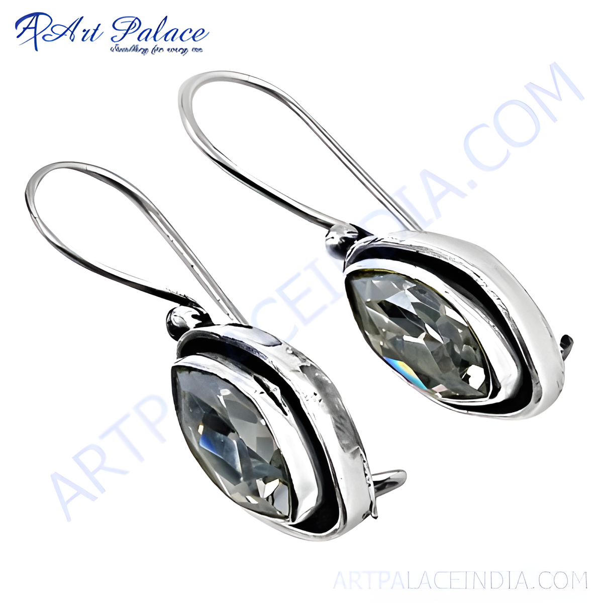 925 sterling silver drop earrings with marquise cut cubic zirconia stones