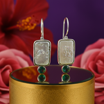 Load image into Gallery viewer, 925 Silver Pearl &amp; Emerald Earrings for Women | Dangle Earrings
