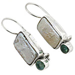 Load image into Gallery viewer, 925 Silver Pearl &amp; Emerald Earrings for Women | Dangle Earrings
