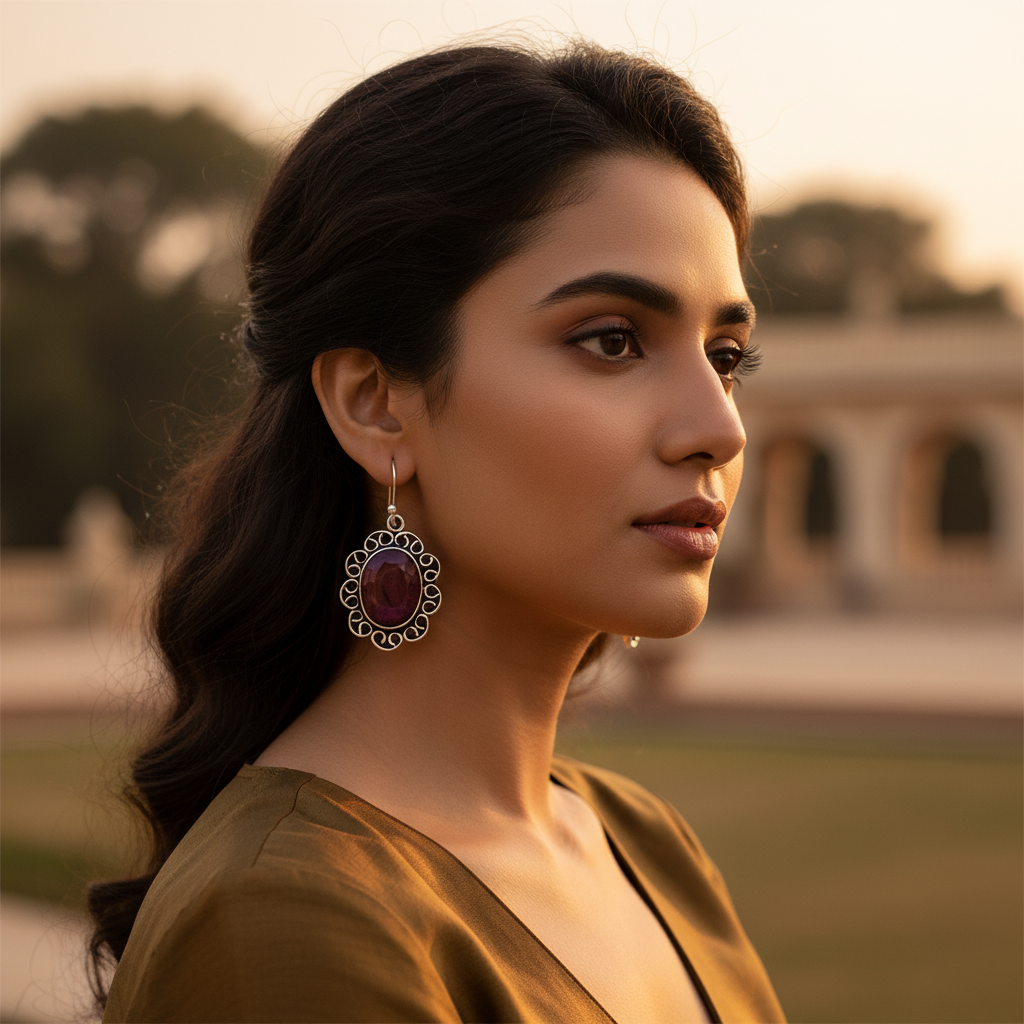 925 silver ruby drop earrings for women | gemstone jewelry