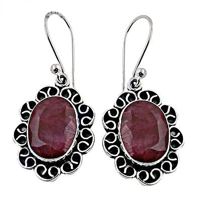 925 Silver Ruby Drop Earrings for Women | Gemstone Jewelry