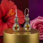 将图像加载到图库查看器中， 925纯银黄水晶水滴耳环（女士款）| 宝石首饰
