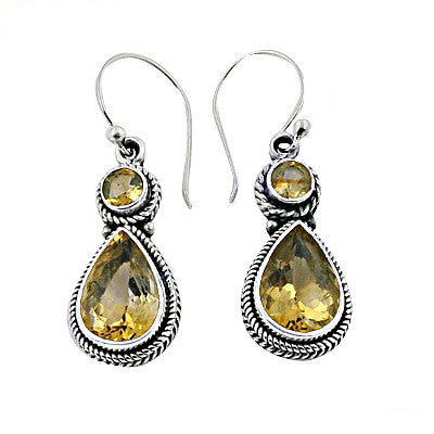 925 silver citrine teardrop earrings for women | gemstone jewelry