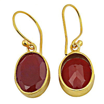 gold plating Ruby Earrings for Women | Gemstone Jewelry Gift