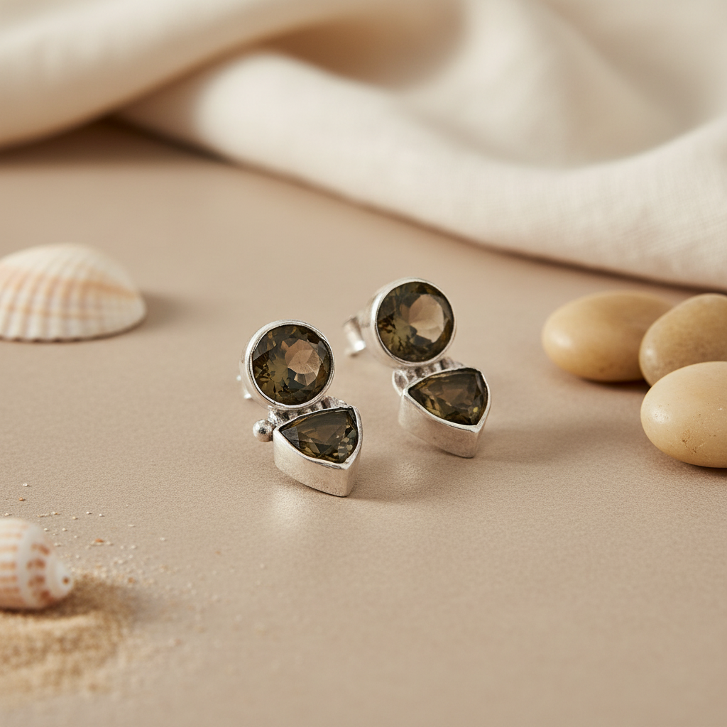 925 Silver Smoky Quartz Earrings for Women | Gemstone Jewelry