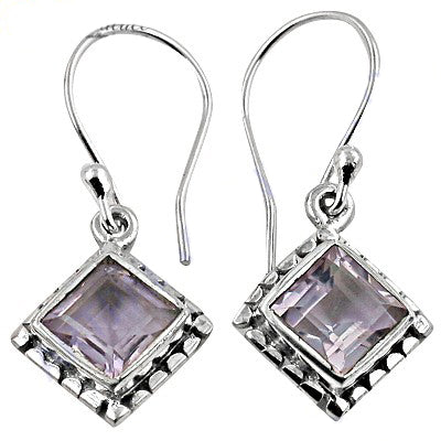 925 Silver Amethyst Drop Earrings for Women | Gemstone Jewelry
