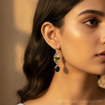 将图像加载到图库查看器中， 925纯银黄水晶缟玛瑙水滴耳环 | 宝石首饰
