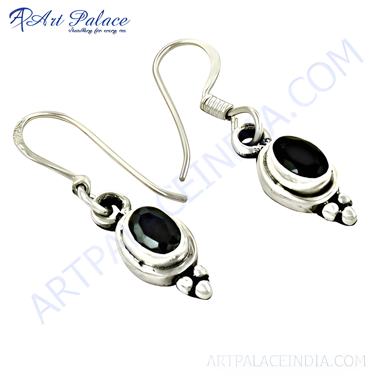 925 sterling silver dangle earrings with black onyx gemstone