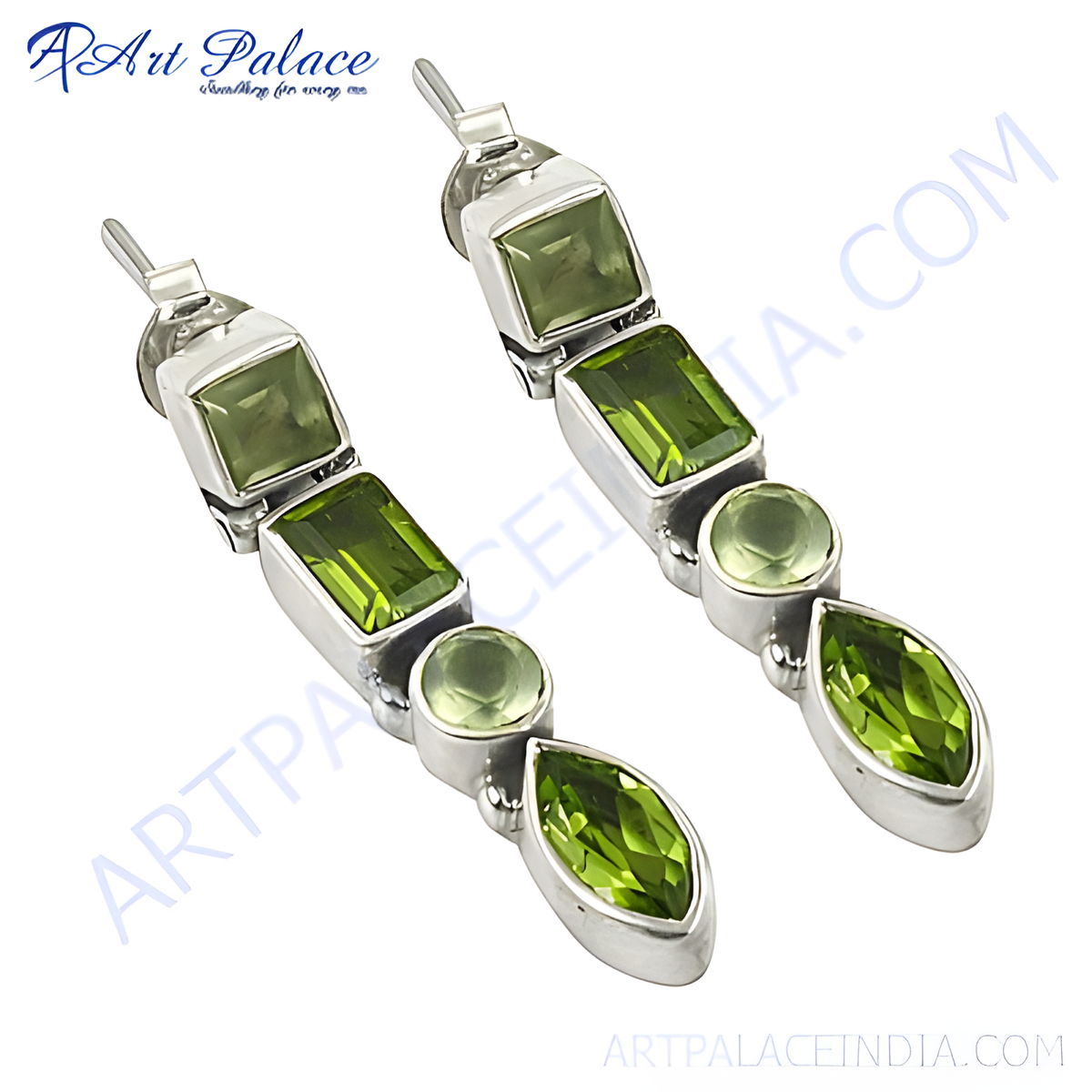 Sterling silver peridot drop earrings featuring vibrant green gemstones, perfect for any occasion