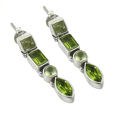 925 silver peridot drop earrings for women | green gemstone jewelry