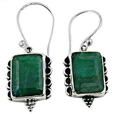 Emerald earrings in 925 sterling silver for women | gift