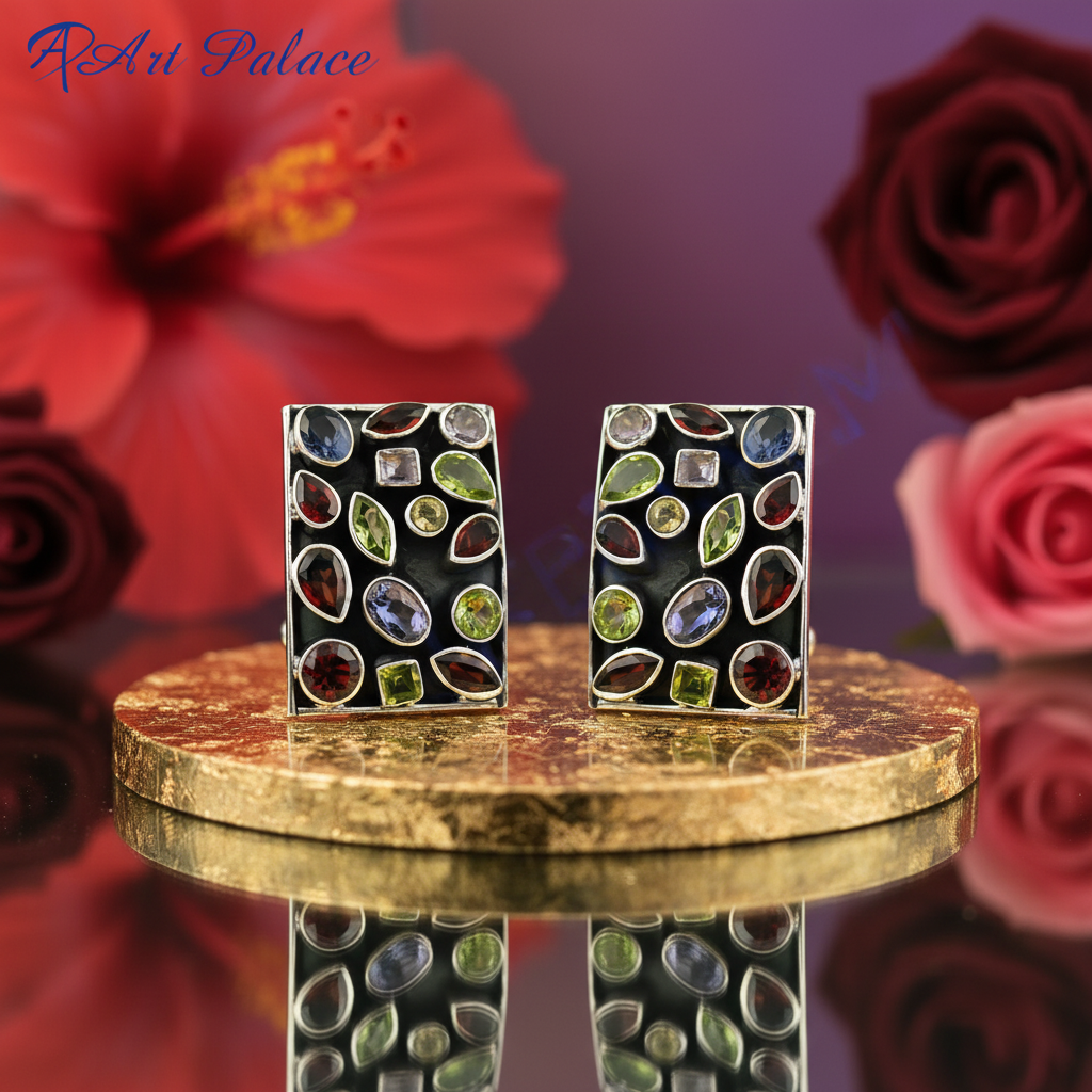 Pendientes de plata con piedras preciosas para mujer | joyas con estilo