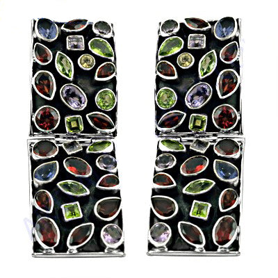 Silver gemstone earrings for women | statement jewelry