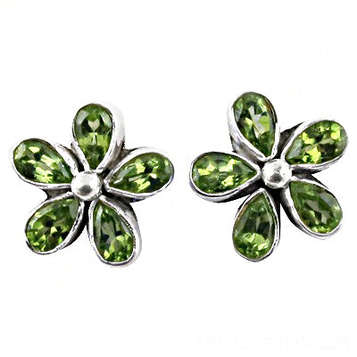 925 silver peridot flower stud earrings for women | gift