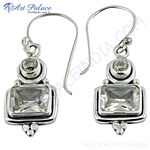 Load image into Gallery viewer, 925 sterling silver drop earrings with clear quartz gemstones for women.
