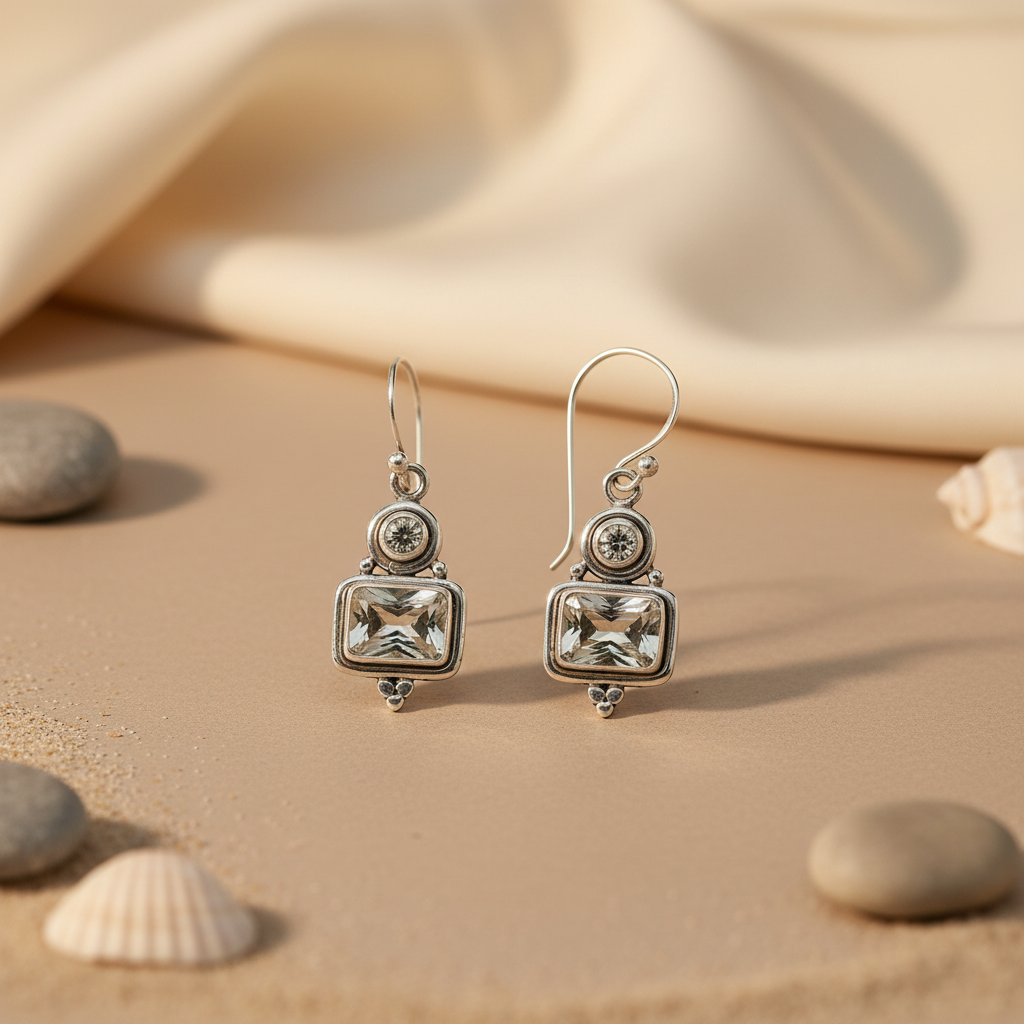 925 Silver Quartz Drop Earrings for Women | Gift Jewelry