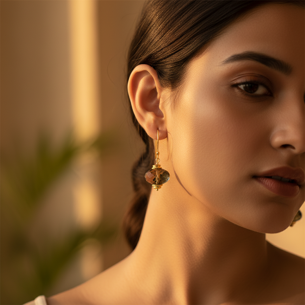 Gold Teardrop Crystal Bead Earrings for Women | Fashion Jewelry