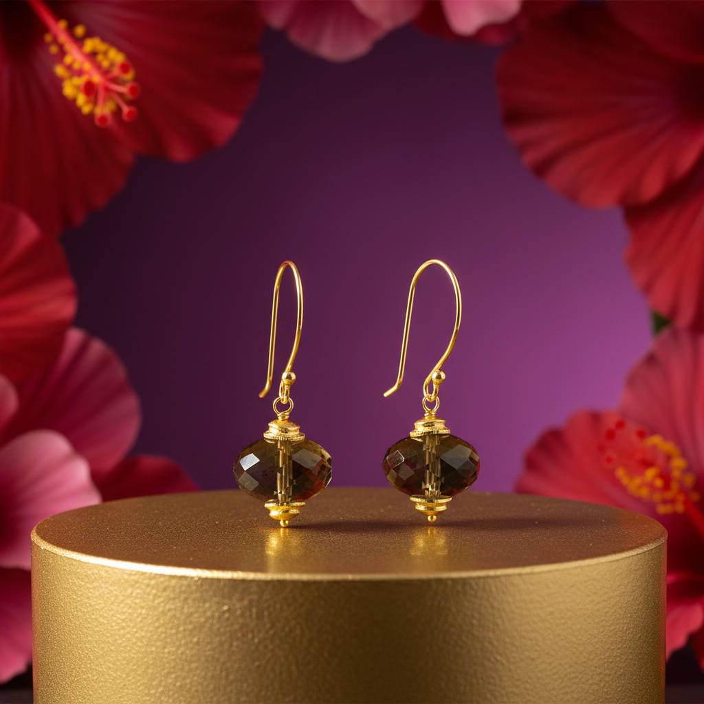 Gold Teardrop Crystal Bead Earrings for Women | Fashion Jewelry