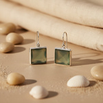 Load image into Gallery viewer, 925 Silver Square Chalcedony Earrings for Women | Gift Jewelry
