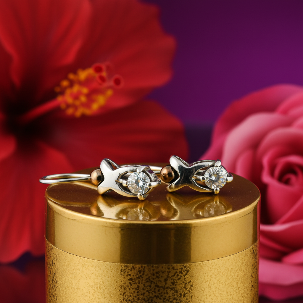 女士银色钻石水滴耳环 | 精致首饰