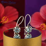 将图像加载到图库查看器中， 925银蓝色托帕石耳环 | 女士花朵吊坠耳环
