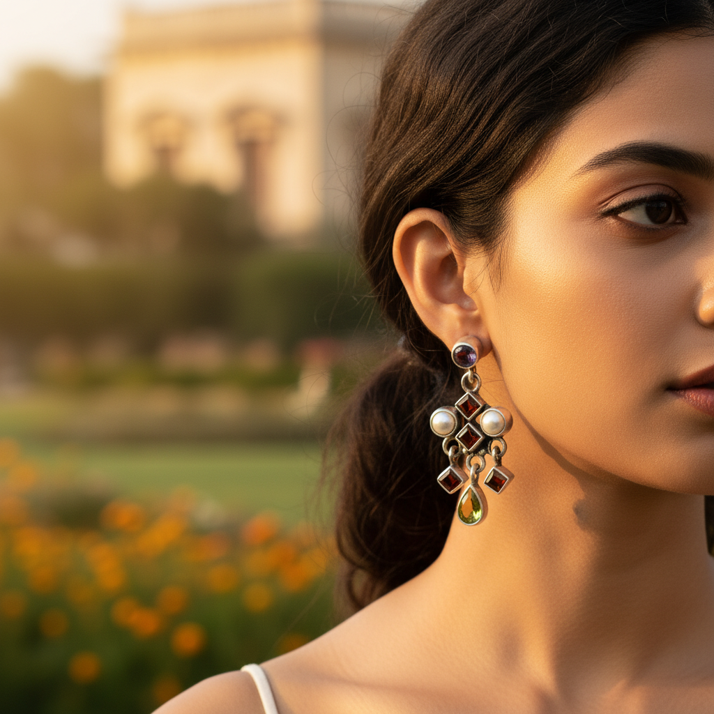 925 silver gemstone dangle earrings for women | gift jewelry