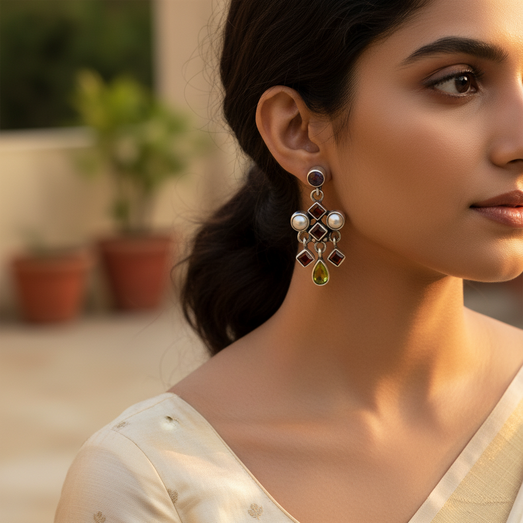 925 Silver Gemstone Dangle Earrings for Women | Gift Jewelry