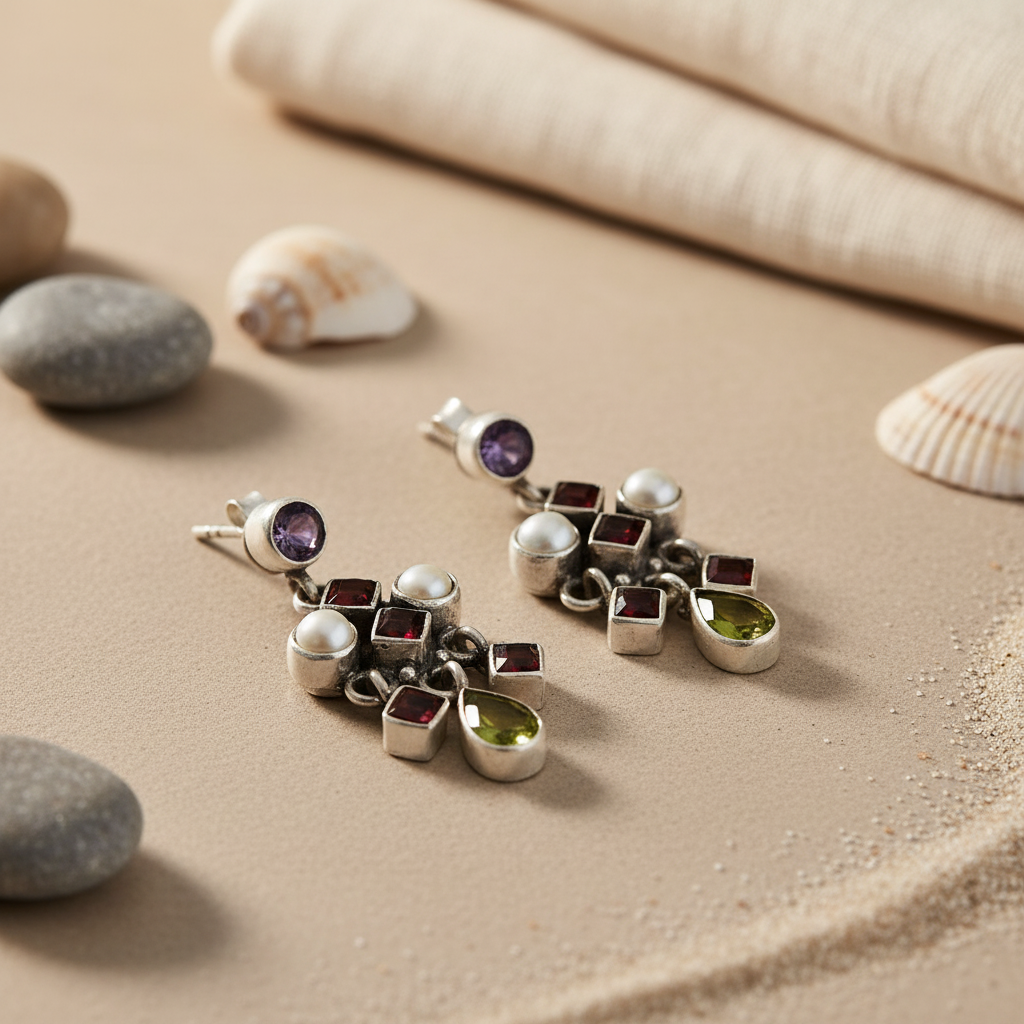 925 Silver Gemstone Dangle Earrings for Women | Gift Jewelry