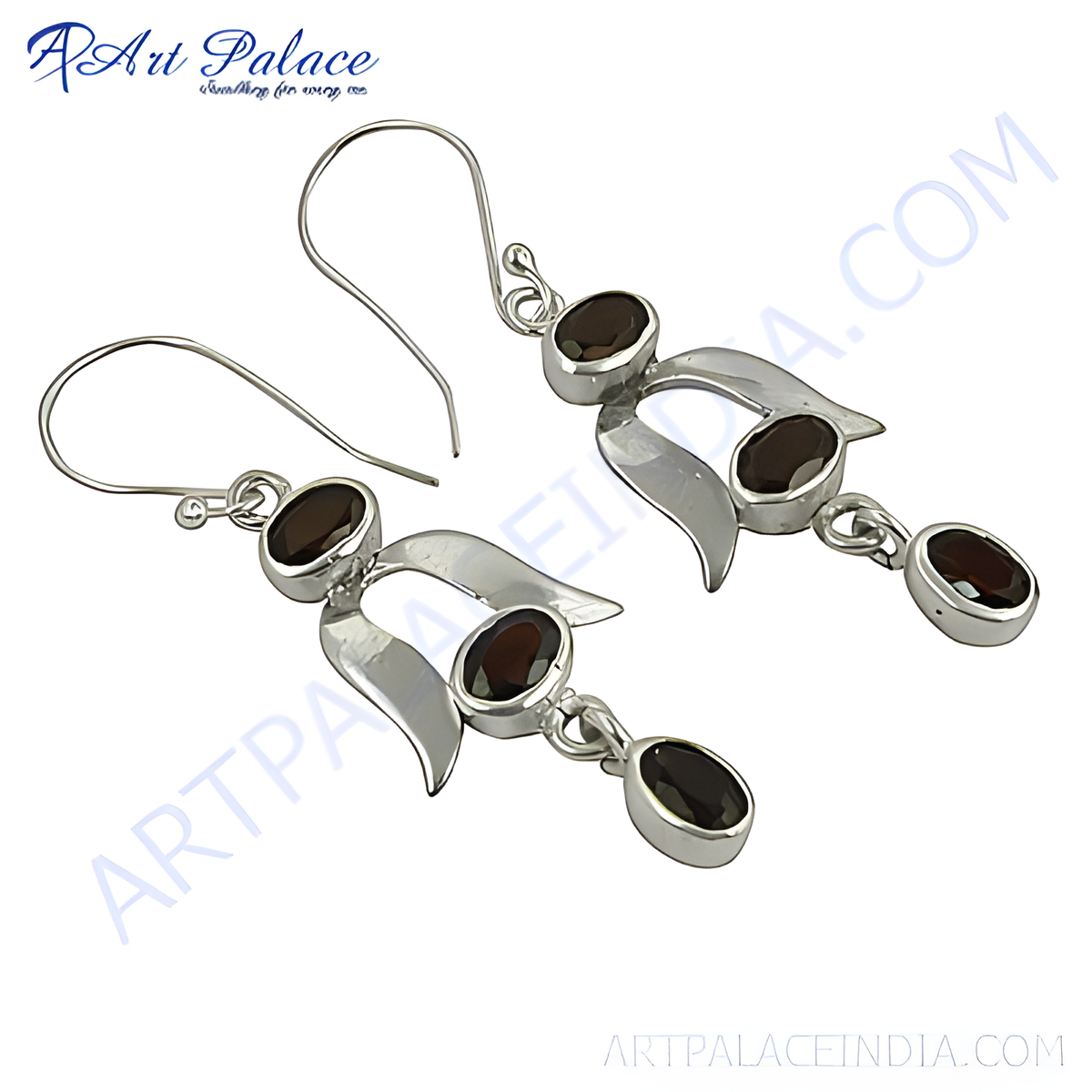 925 sterling silver drop earrings with oval cut red garnet gemstones