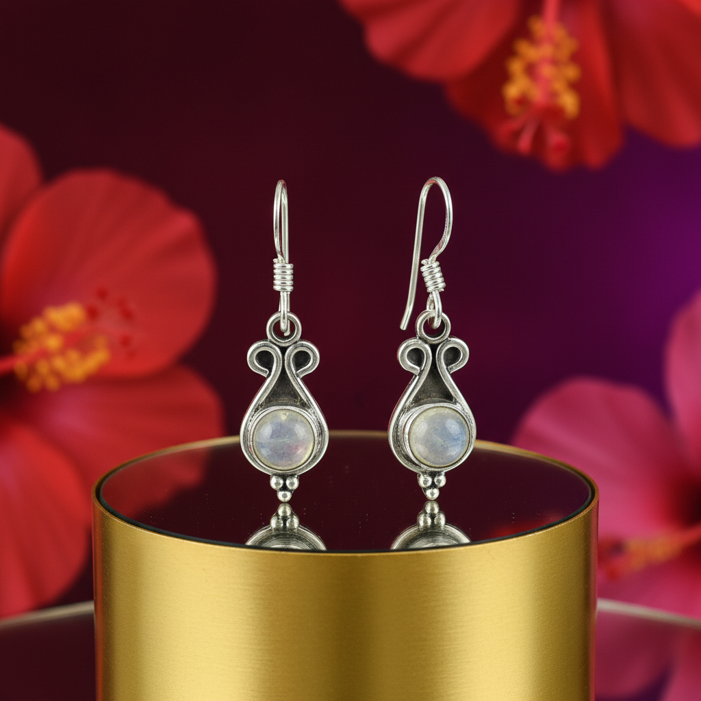 925 Silver Moonstone Dangle Earrings for Women | Gift