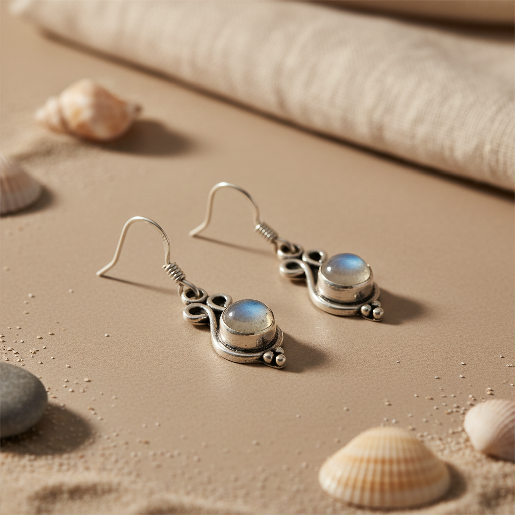 925 Silver Moonstone Dangle Earrings for Women | Gift