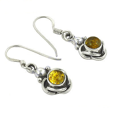 925 Silver Amber Drop Earrings | Gemstone Jewelry for Women