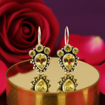 将图像加载到图库查看器中， 925纯银黄水晶水滴耳环（女士款）| 宝石首饰
