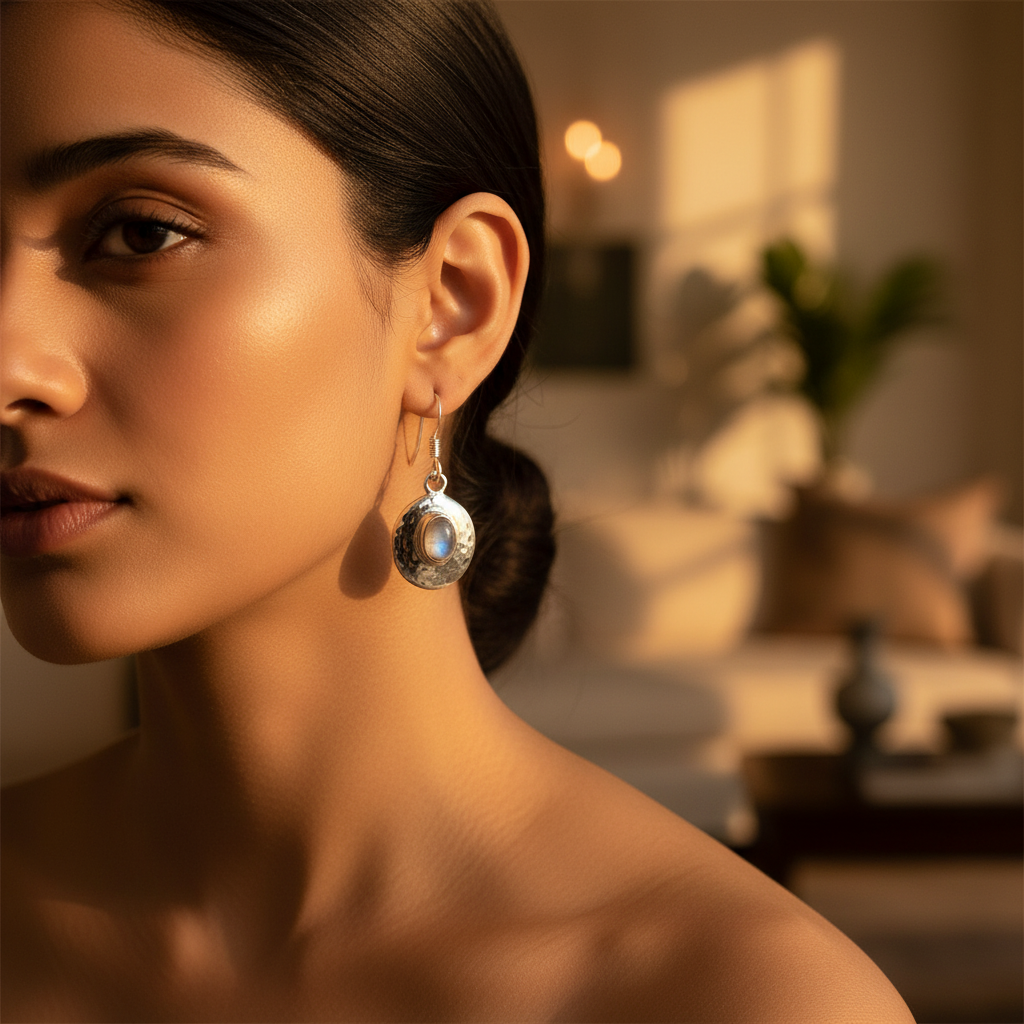 925 Silver Moonstone Drop Earrings for Women | Dangle Jewelry