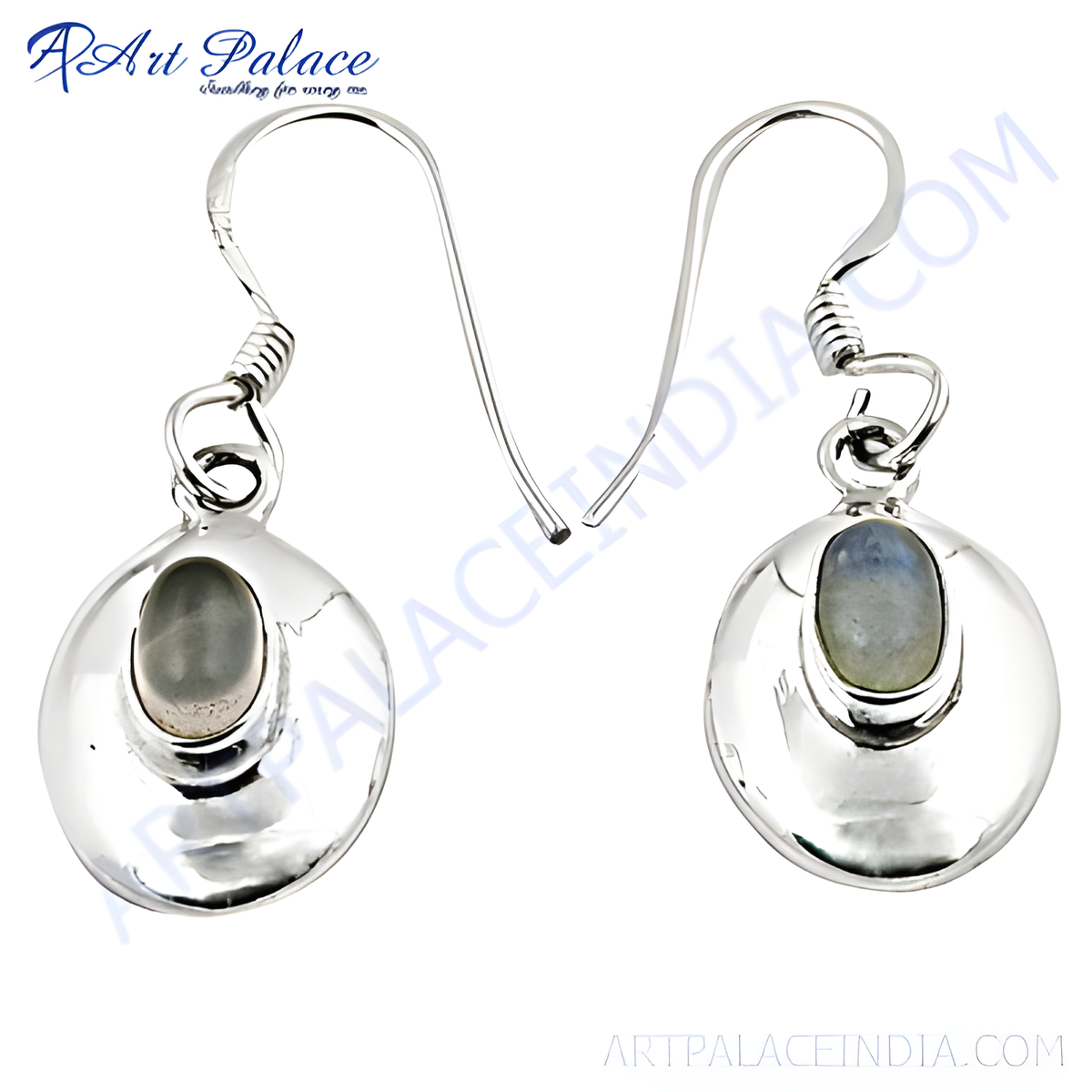 925 sterling silver moonstone dangle earrings, oval shaped gemstone, silver color, elegant jewelry for women